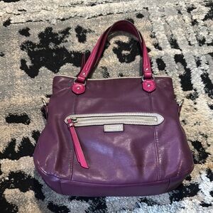 Coach Y2K Leather Tote with Pink Trim